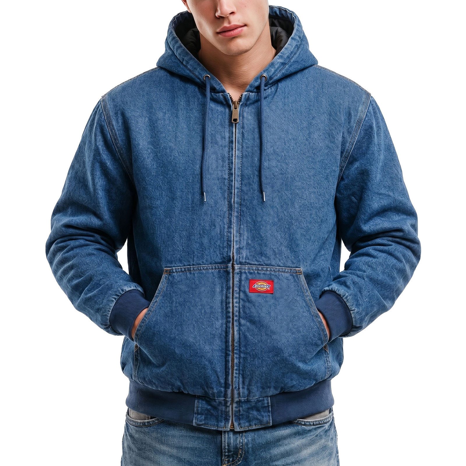Dickies Bomberjacke Jacke Dickies Hilham Lined Denim Hooded Bomber Leicht gefüttert