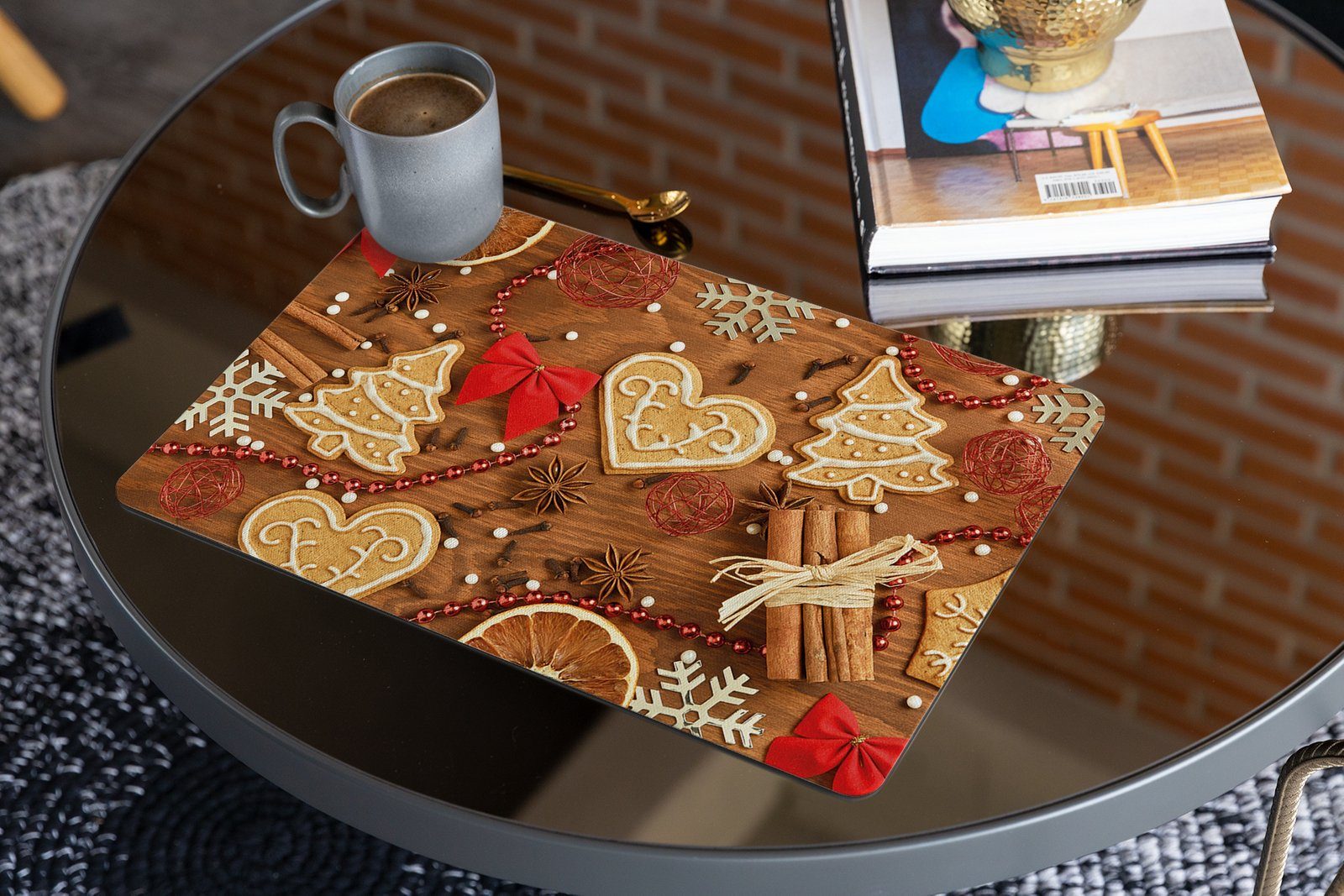 matches21 HOME & HOBBY Platzset Abwaschbares Tischset Weihnachten Kekse & Deko, (1-St), Platzsets als Tisch-Untersetzer und Tisch-Deko für Esstisch Teller