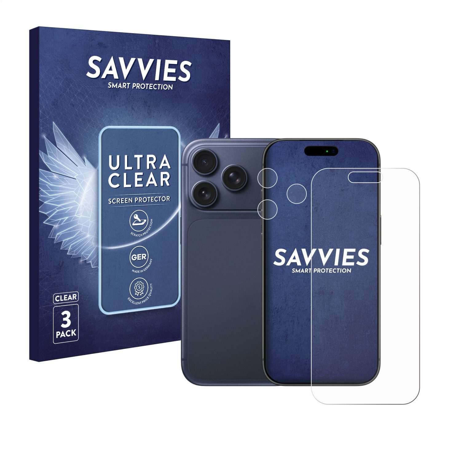 Savvies Displayschutzfolie Schutzfolie für Apple iPhone 17 Pro (Display+Kamera), 6 Stück, Displayschutz Schutz Folie Klar Transparent