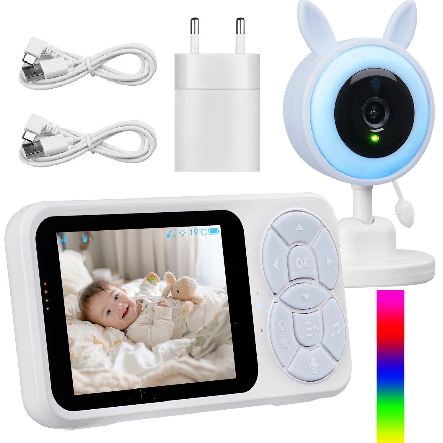 Babyphone 3,5″ Babyphone Monitor mit IPS-Display & Nachtsicht