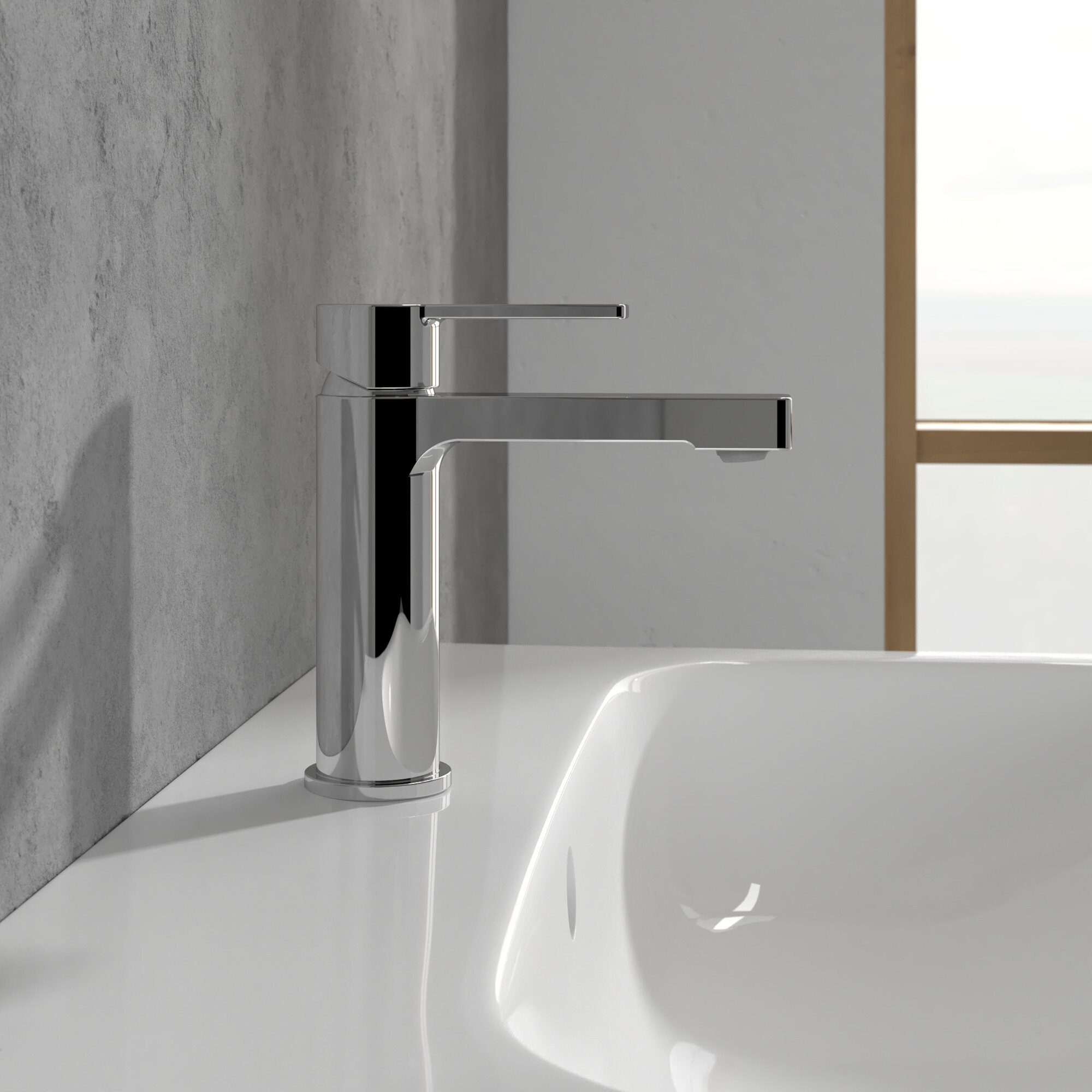 Villeroy & Boch Waschtischarmatur Architectura Einhebel, mit Zugstangen-Ablaufgarnitur, Standmontage - Chrom