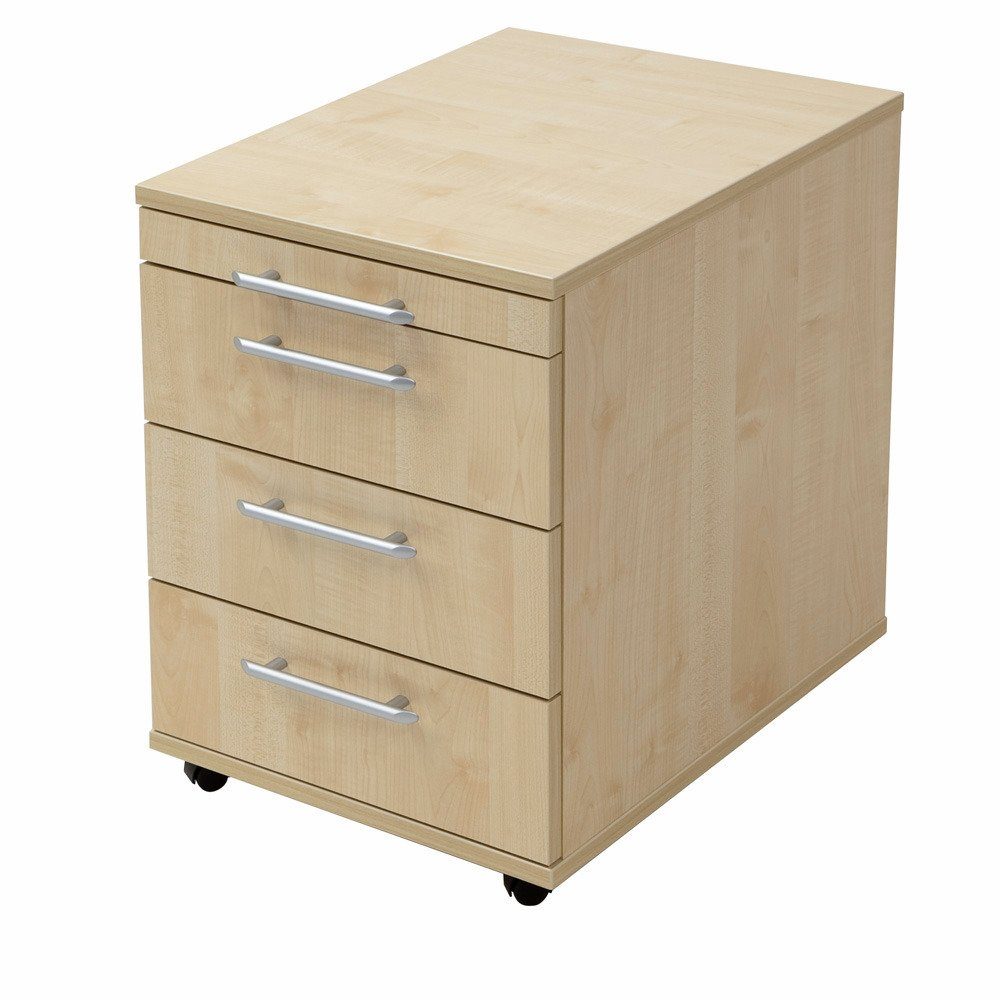 PROREGAL® Rollcontainer Rollcontainer, Ahorn, HxBxT 59x42,8x58cm, 3 Schübe