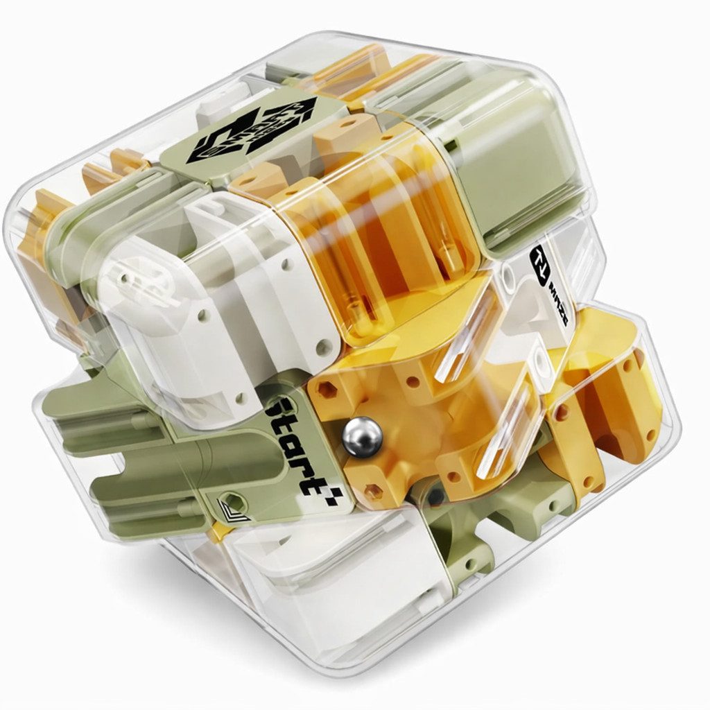 Goldstern-Tech Lernspielzeug 3D-Maze Cube, 2-in-1 3D-Labyrinth mit integriertem Kugel-Maze-System