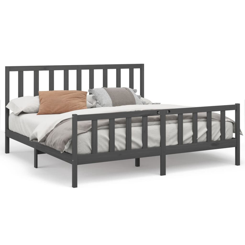 vidaXL Bett Massivholzbett Grau Kiefer 200x200 günstig online kaufen