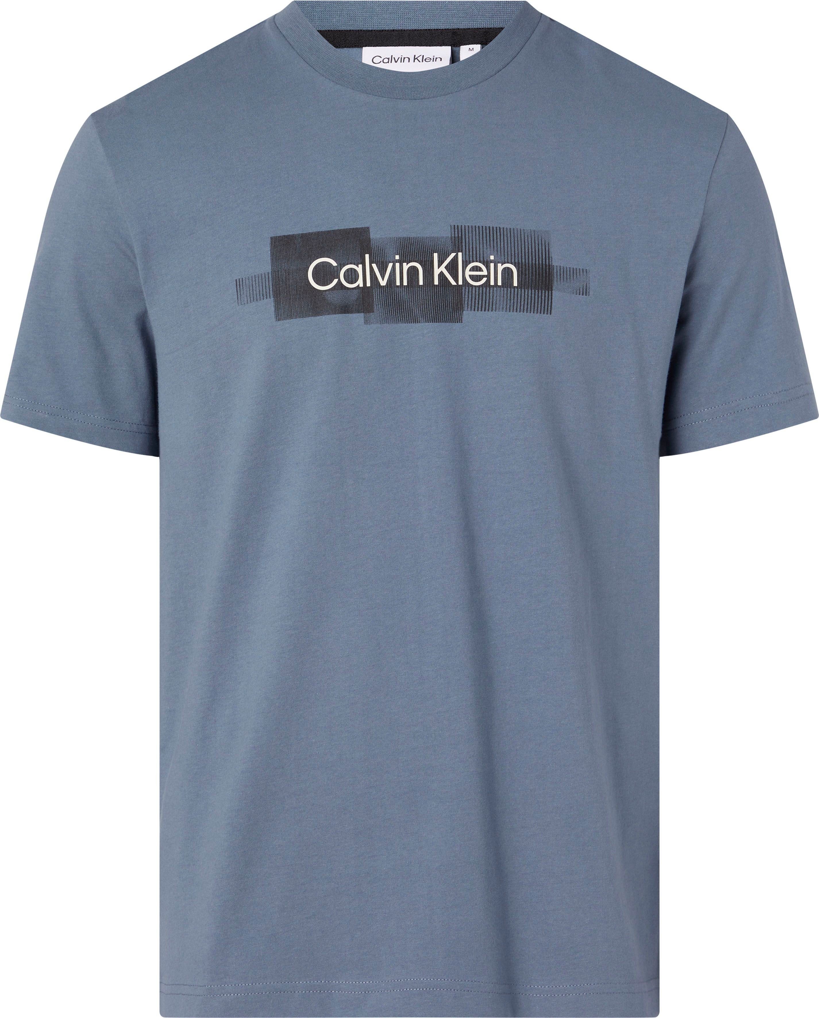 Calvin Klein T-Shirt Baumwolle LOGO Grey Tar aus BOX STRIPED reiner T-SHIRT