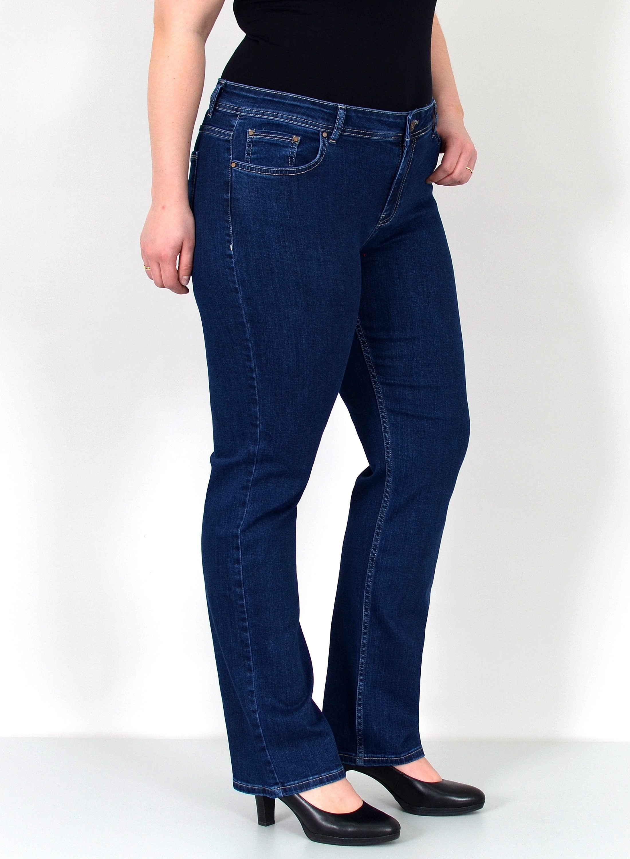 ESRA Straight-Jeans Gerade Schnitt Jeans hoher Bund mit Stretch bis Plus Si günstig online kaufen