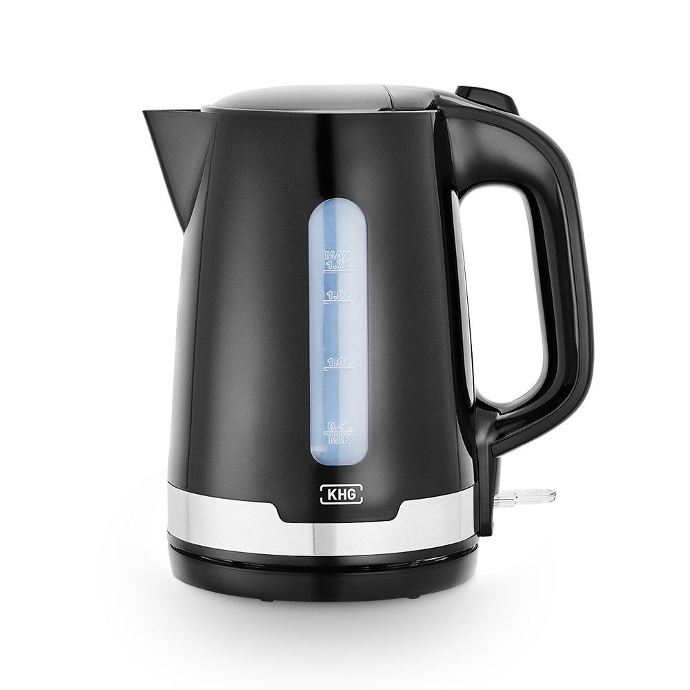 KHG Wasserkocher Wasserkocher WK-1708 SE2 in schwarz aus Kunststoff, 1,7 Liter, 1.7 l