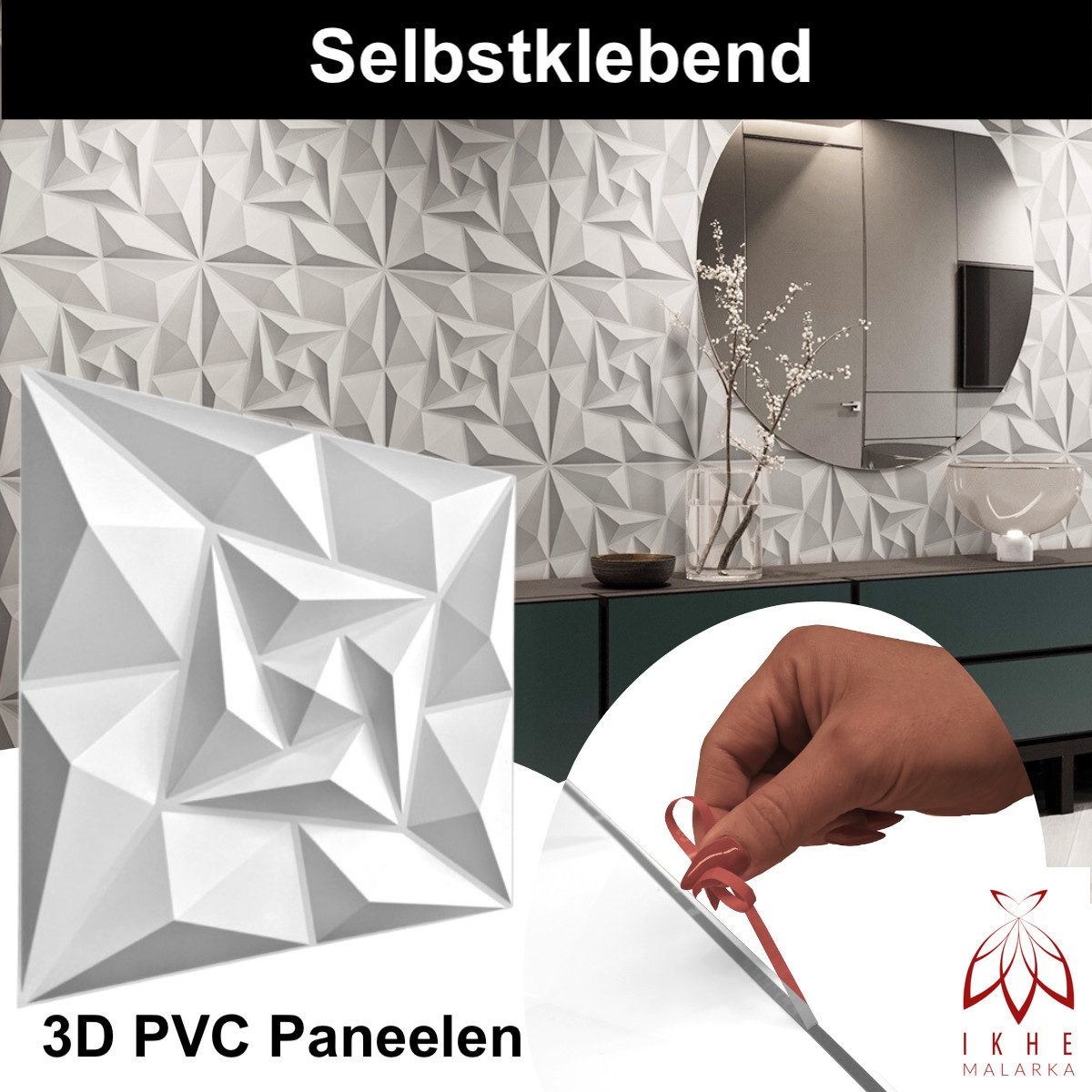 IKHEMalarka 3D Wandpaneel Selbstklebend 3D Paneele, PVC Kunststoffpaneele, günstig online kaufen