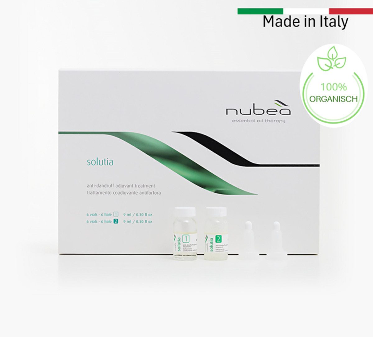 Nubeà Haarpflege-Set SOLUTIA Anti-Schuppen Ampullen, 12-tlg., Vegan, gegen Schuppen, pflegend