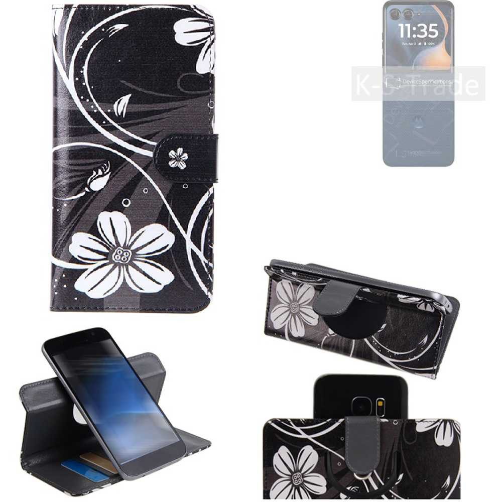 K-S-Trade Handyhülle für Motorola Razr 2025, Schutzhülle Handyhülle Hülle 360° Wallet Case “Flowers“