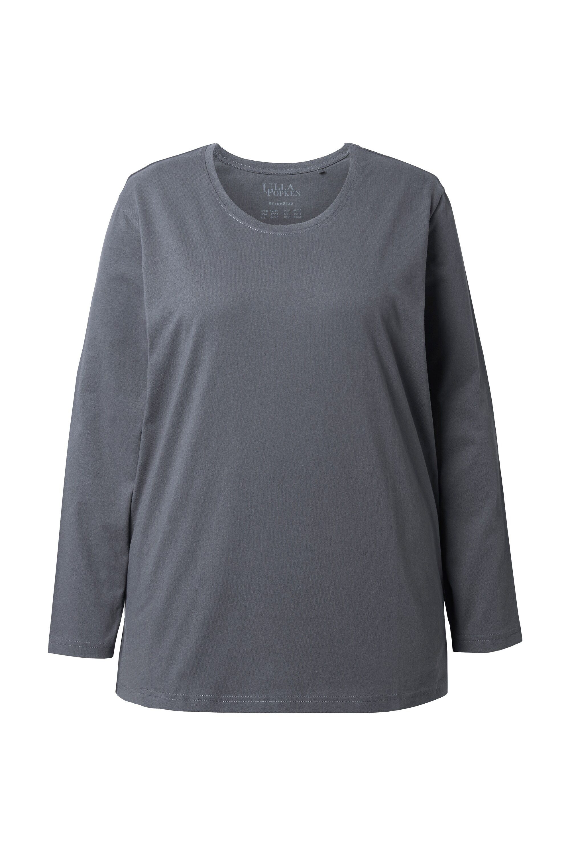 Ulla Popken T-Shirt Shirt Relaxed Rundhalsausschnitt Langarm günstig online kaufen