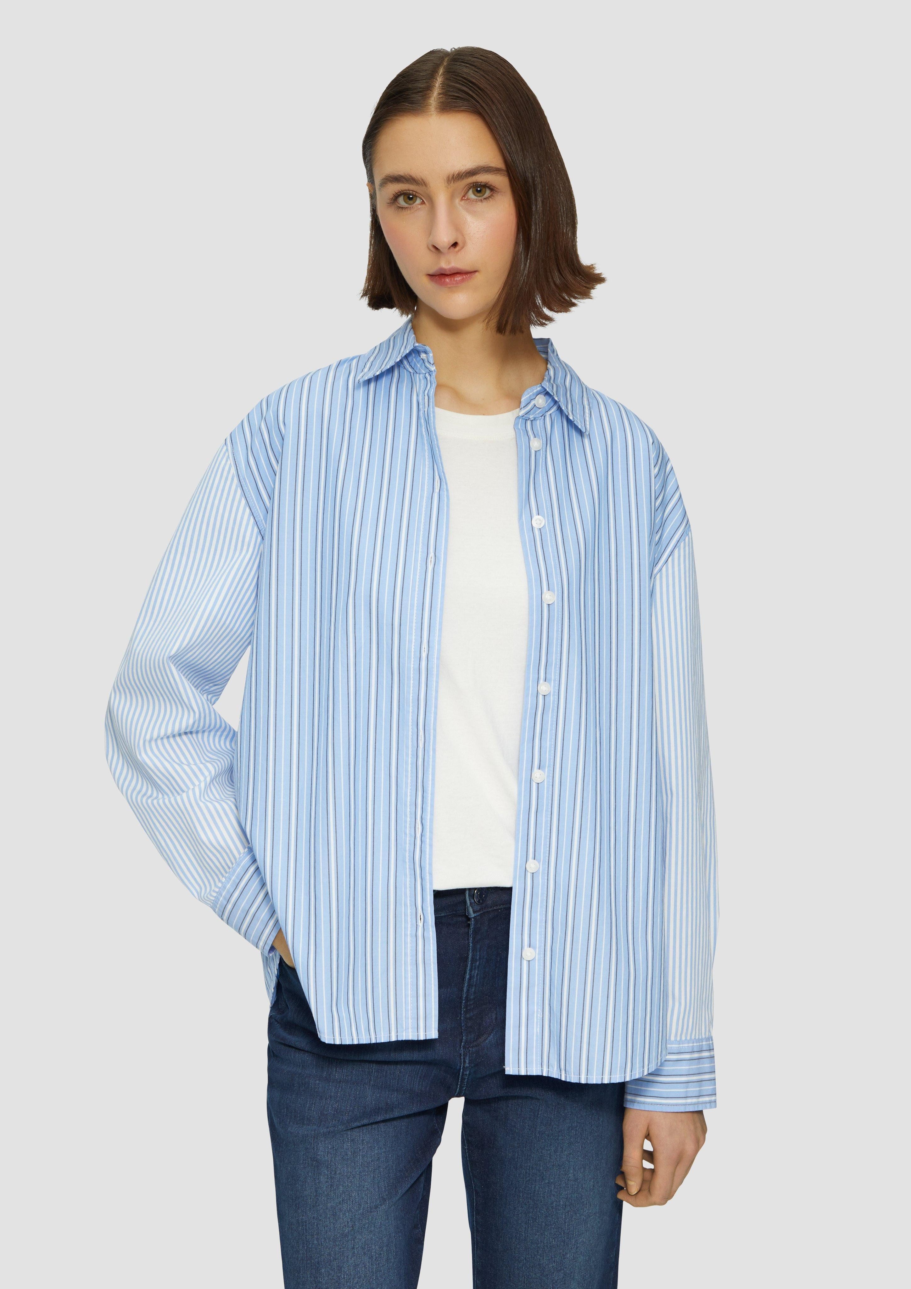 Langarmbluse Popeline-Bluse im Relaxed Fit mit Streifenmix
