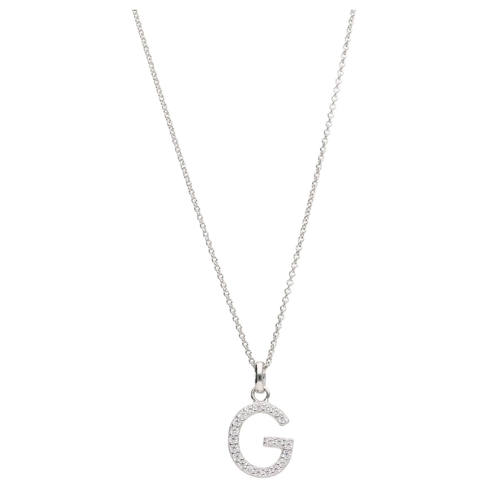 Smart Jewel Kette mit Anhänger Buchstabe G mit Zirkonia Steine, Silber 925