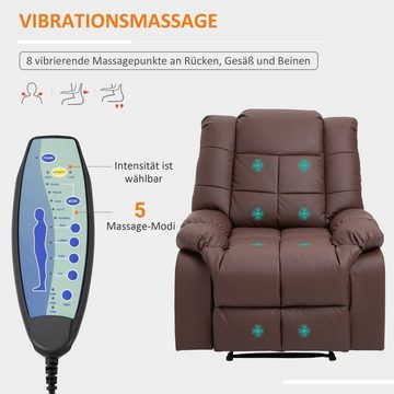 HOMCOM Massagesessel (Set, 1-St., 1 x Relaxsessel), mit 8 Massagepunkte, Liegenfunktion, Braun