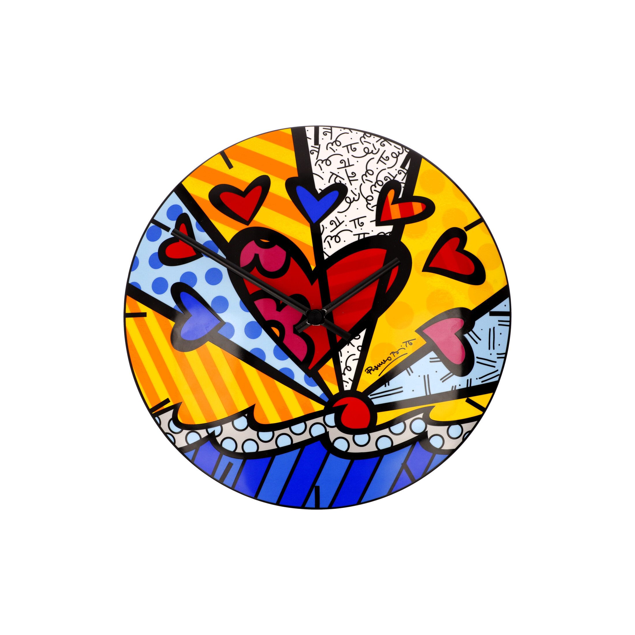 Goebel Wanduhr Romero Britto (Leises Uhrwerk, Bunt, Motiv: Herzen)