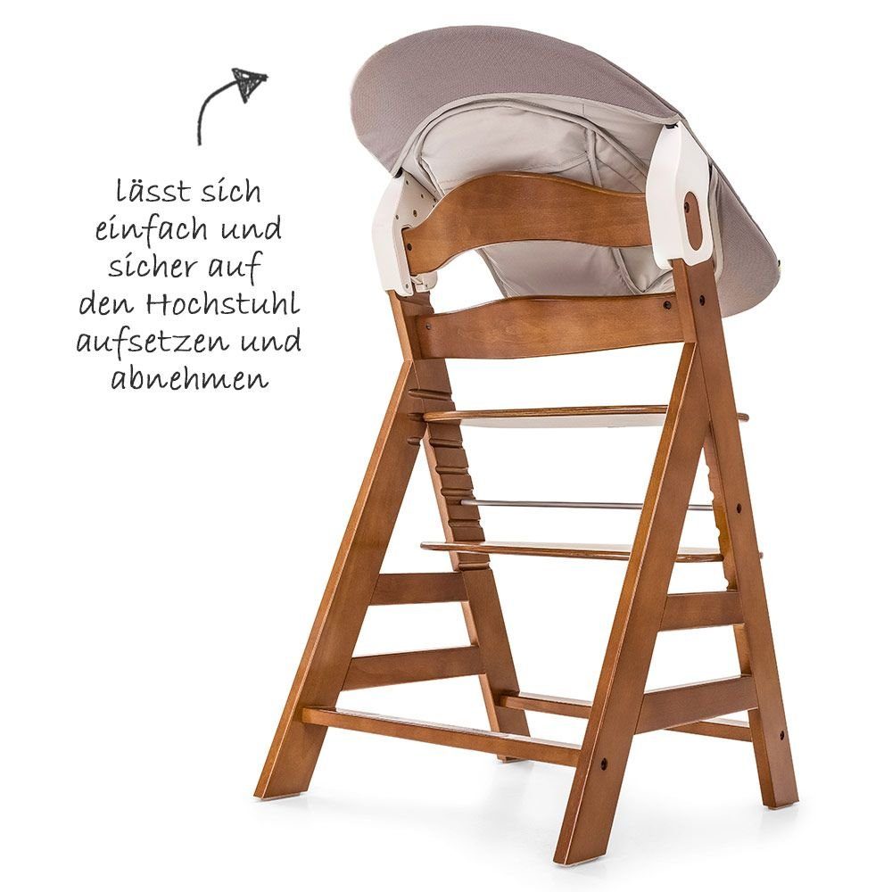 Hauck Alpha Plus Walnut Newborn Set (Set of 4), Wooden Baby Chair from Birth incl. Newborn Insert & Seat Cushion