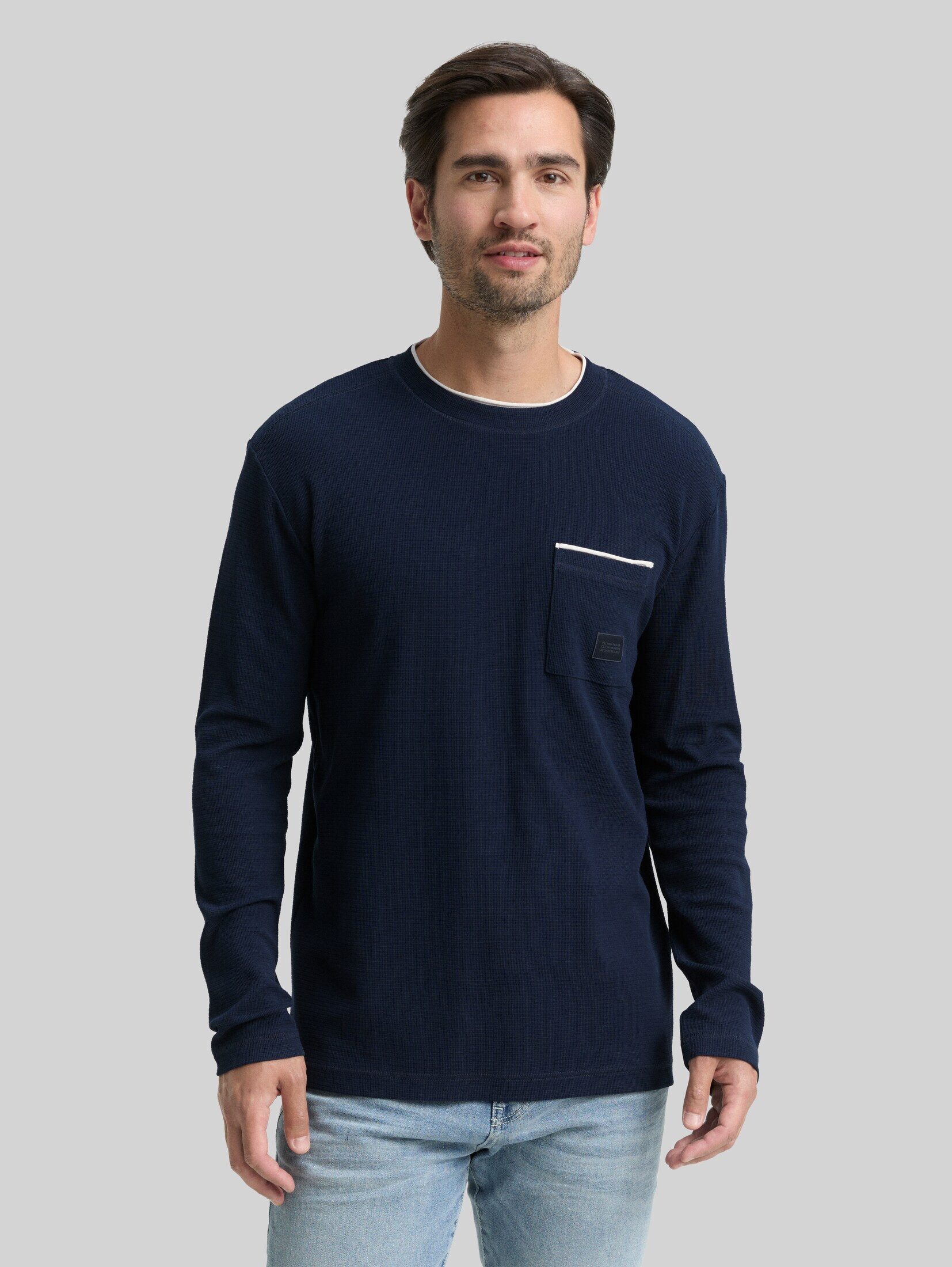 TOM TAILOR Langarmshirt T-Shirt 2-in-1 Langarmshirt aus Baumwolle
