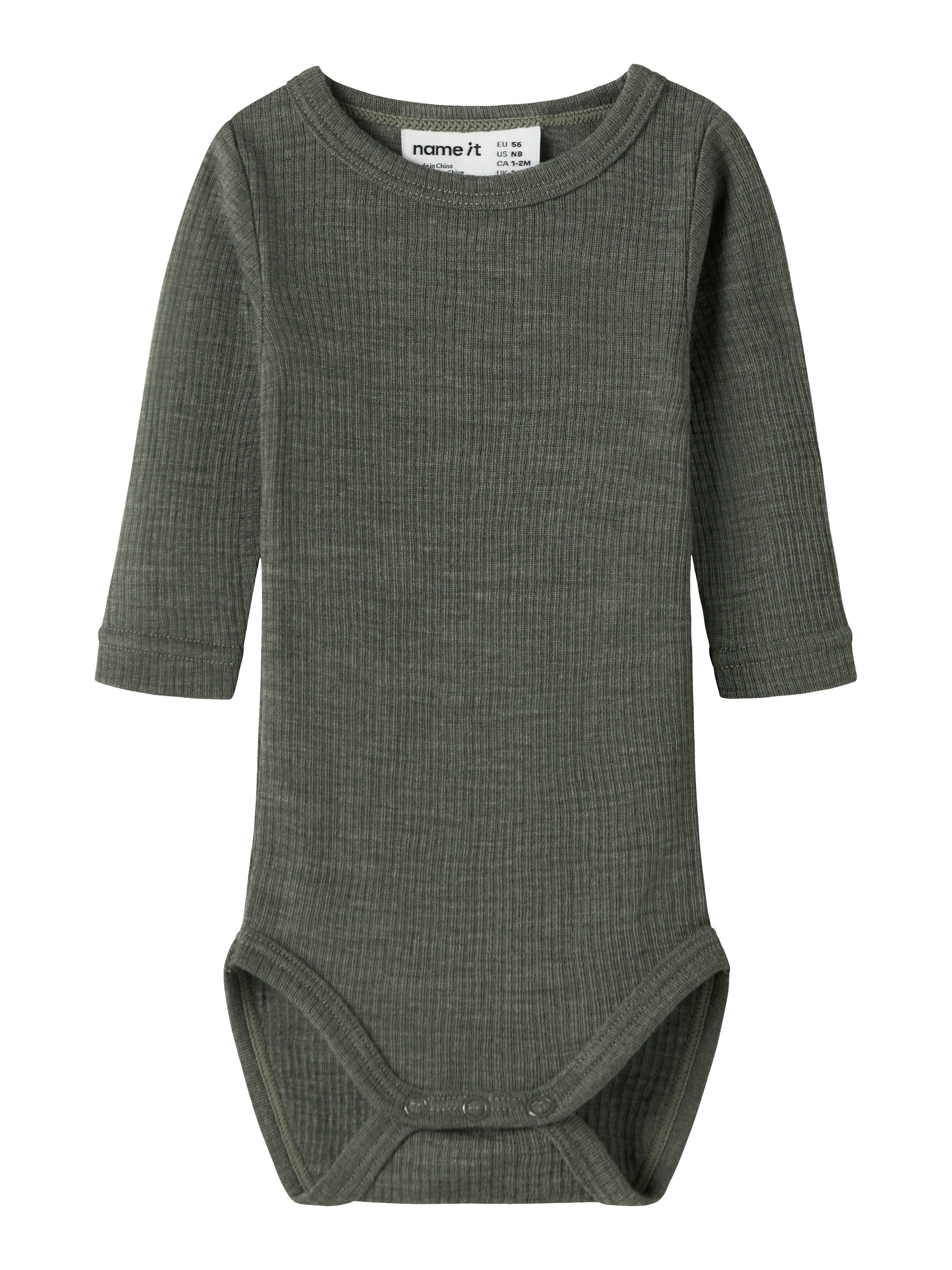 Name It Langarmbody NBNWAX WOOL RIB LS BODY NOOS aus reiner Merinowolle