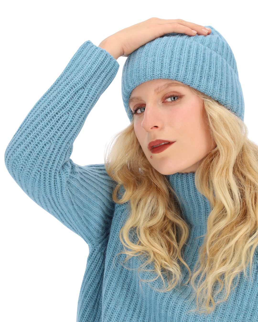 halsüberkopf Accessoires Strickmütze Strickmütze Strickmütze mit breitem Um günstig online kaufen