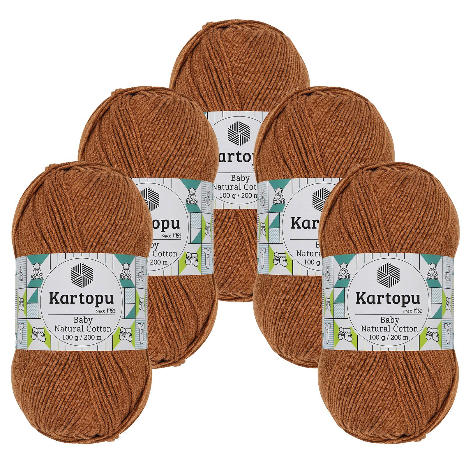 Kartopu 100g Kartopu Baby Natural Cotton Häkelwolle, 200 m, K1834 orangebraun