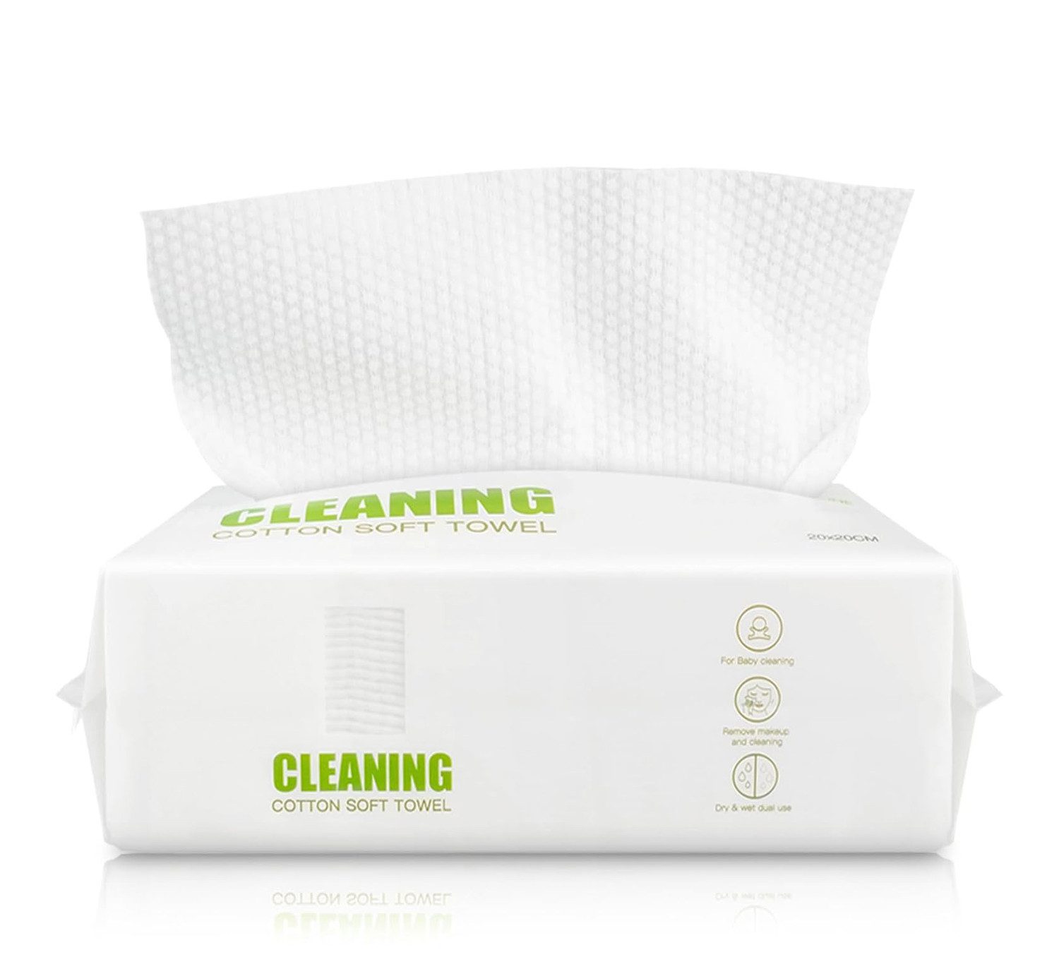 Tekoo Waschlappen Einmal-Gesichtstücher 80g/m², extra dick & reißfest, 60 Stück, Vlies (Set, 1-St), 80 g/m² extra dick, Reißfest, 100% Pflanzenfaser