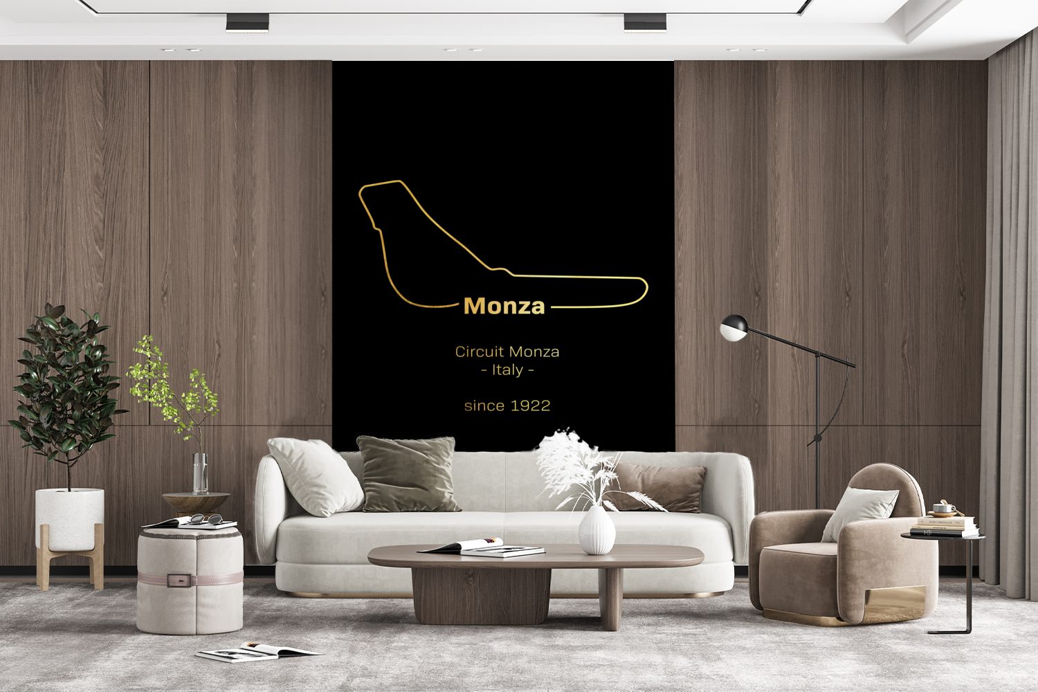 MuchoWow Fototapete Monza - Formel Matt, 1 - bedruckt, Vinyl für St), Wohnzimmer, Rennstrecke, (3 Montagefertig Wandtapete Tapete