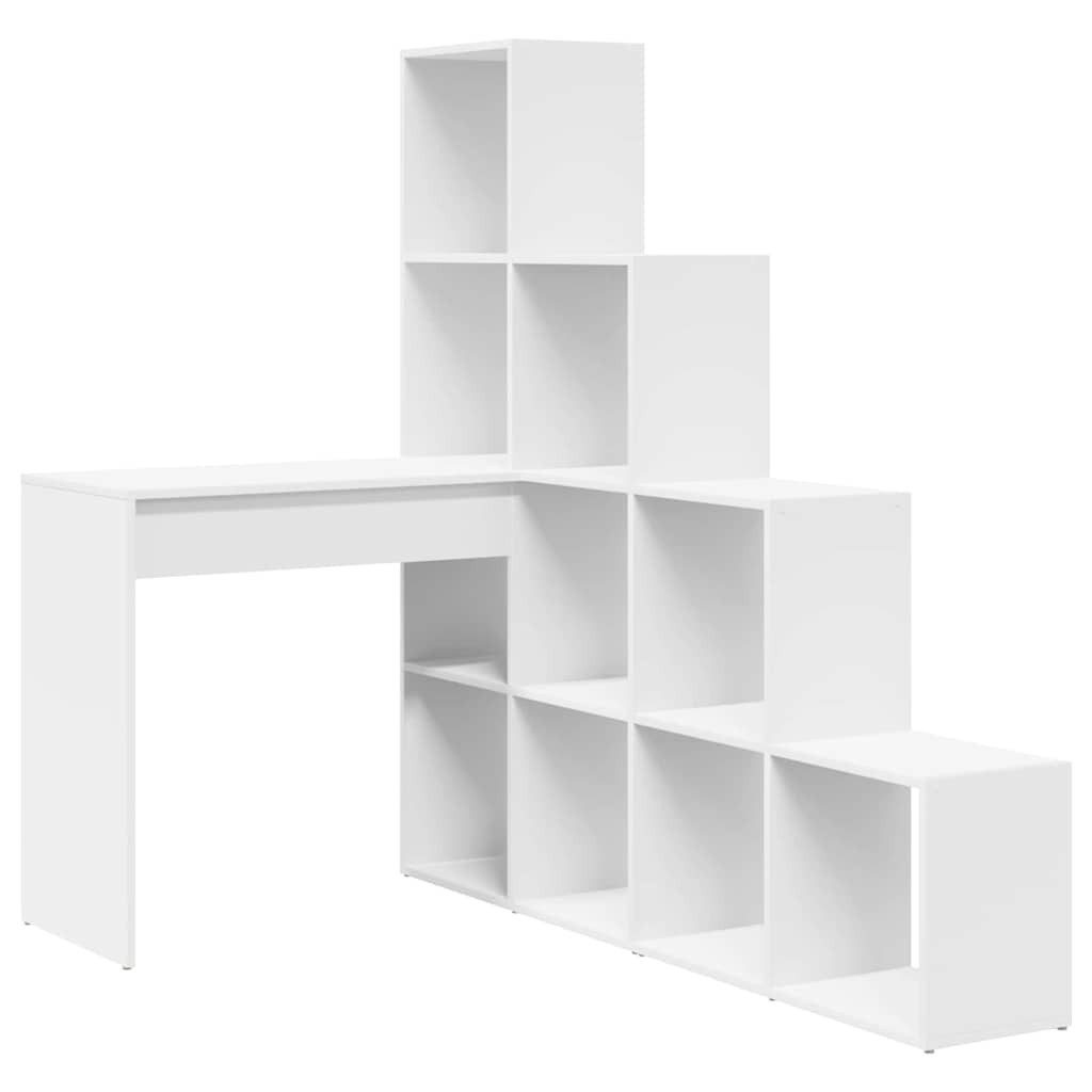 Schreibtisch 101,5 x 149,5 x 149,5 cm Eckschreibtisch mit Regal Weiß Standard Engin