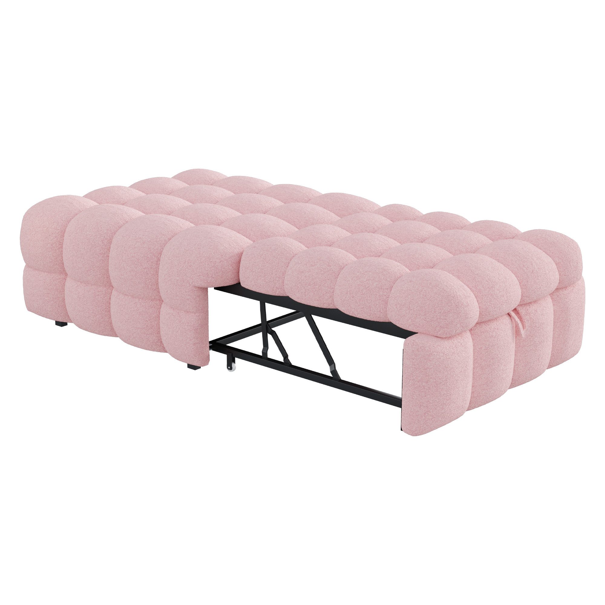 OKWISH Schlafsofa 2-in-1 Polsterbett mit Teddy-Stoff, Ausziehbares Einzelbe günstig online kaufen