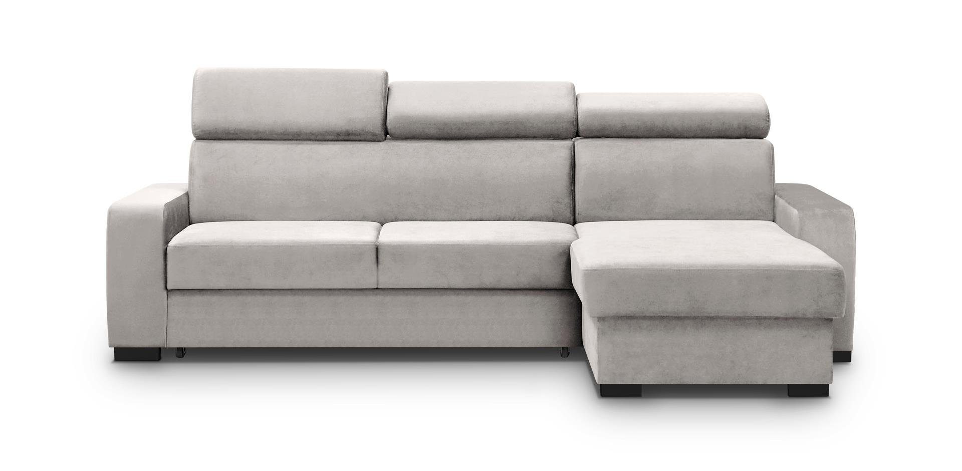 Beautysofa L-Form, mit Ecksofa Fox Bettkasten, Schlaffunktion, (paros Kopfstützen 237 cm universelle verstellbaren II, Beige 02) mane,