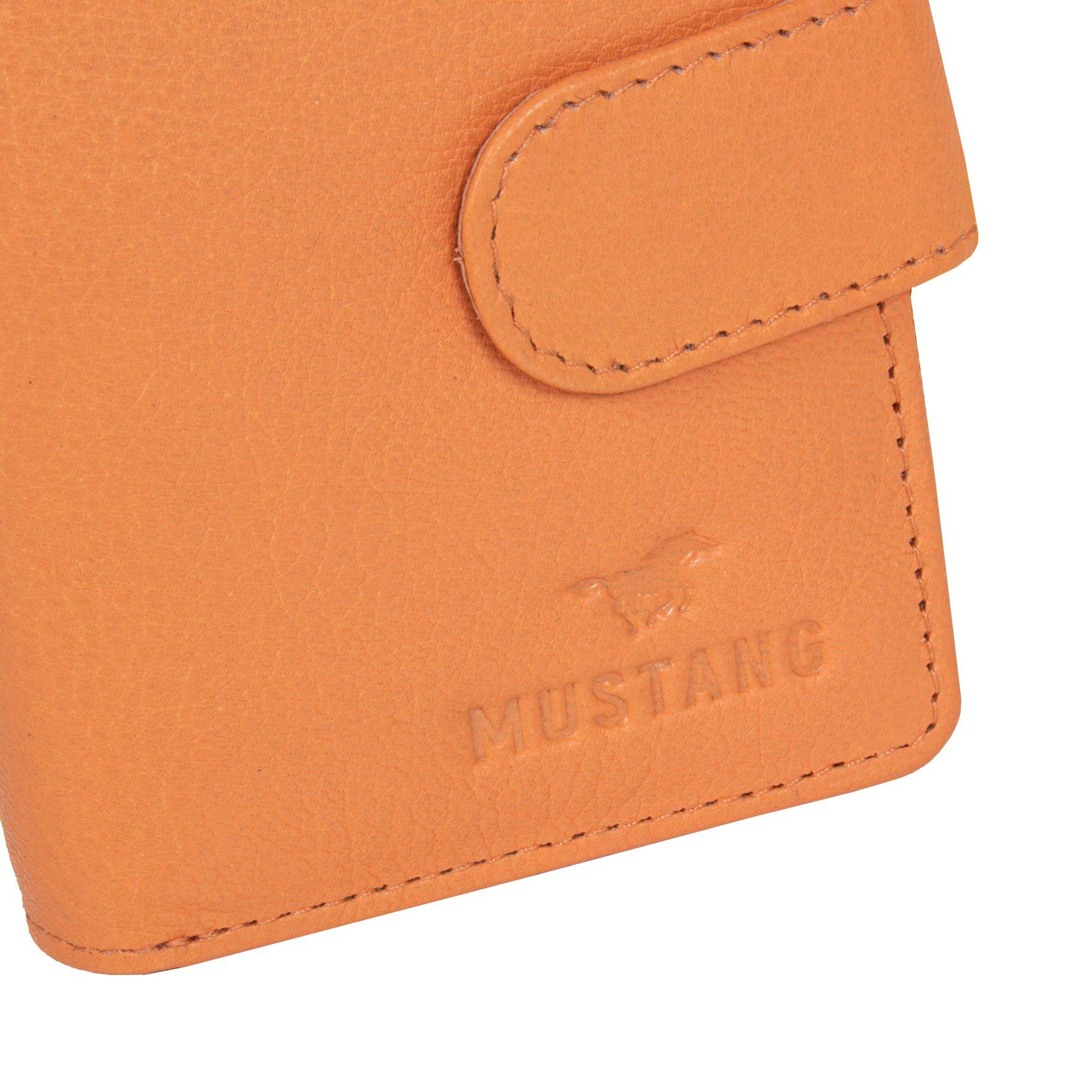 MUSTANG Geldbörse wallet Kartensteckfächer Orange mit side leather opening, 6 Seattle