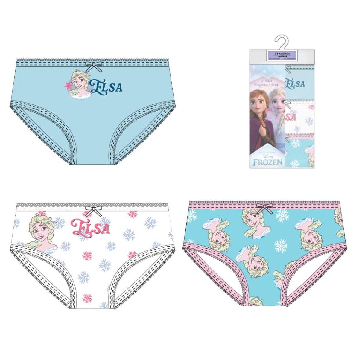 Disney Frozen Formslip Mädchen Unterwäsche Set 3 teilig 100% Baumwolle (3-St)