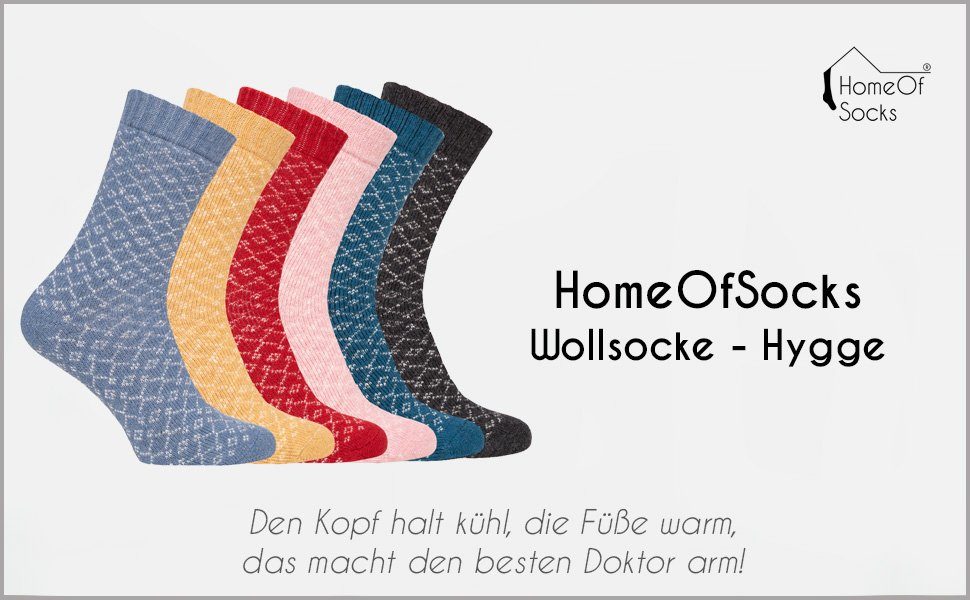 HomeOfSocks Socken Hygge Socken Dick 45% Hyggelig Wollanteil Rosa Für Damen & Wolle Herren Dicke Bunten Mit mit Socken Warm In Hohem Design