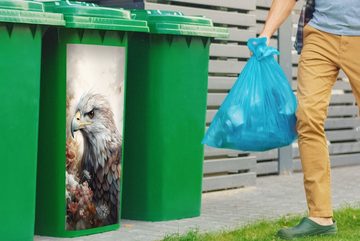 MuchoWow Wandsticker Adler - Adler - Vogel - Blumen - Natur (1 St), Mülleimer-aufkleber, Mülltonne, Sticker, Container, Abfalbehälter