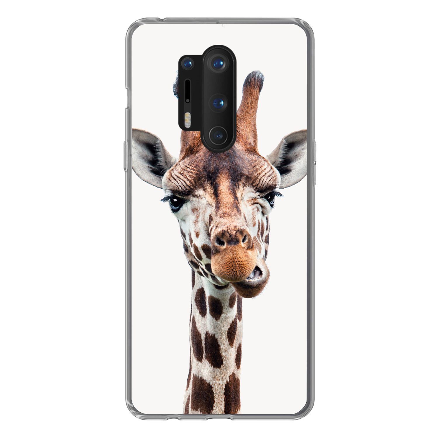 MuchoWow Handyhülle für OnePlus 8 Pro Jungen - Giraffe - Tiere - Kopf - Porträt - Kind - M, Phone Case, Silikon, Schutzhülle Dünn