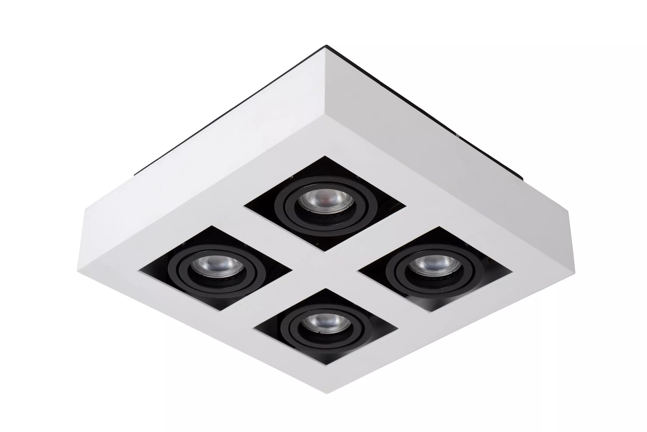 Licht-Erlebnisse Deckenstrahler PLYVO, Aluminium GU10 verstellbar 25 cm breit Schwarz Weiß 4-flammig 320 lm
