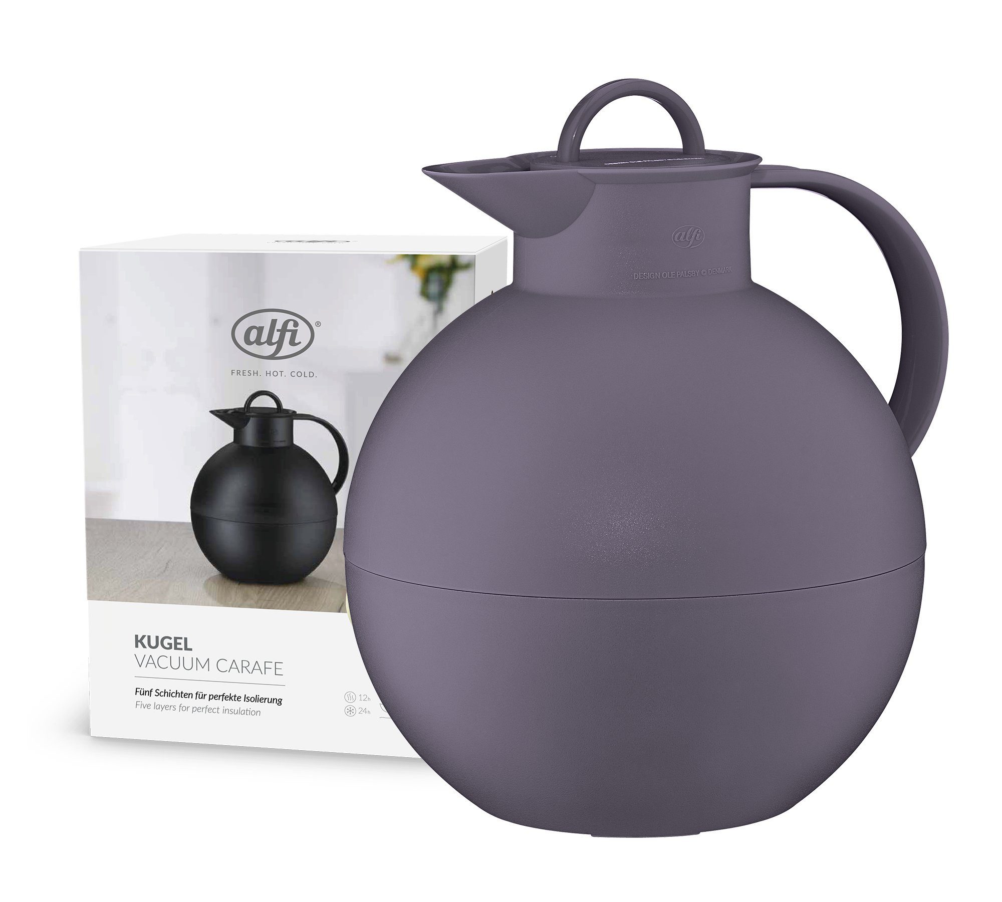 Alfi Isolierkanne KUGEL, mit Hartglaseinsatz, 0,94 l, (1-St), 12h heiß & 24h kalt, Drehverschluss, mit AromaSafe® für puren Genuss