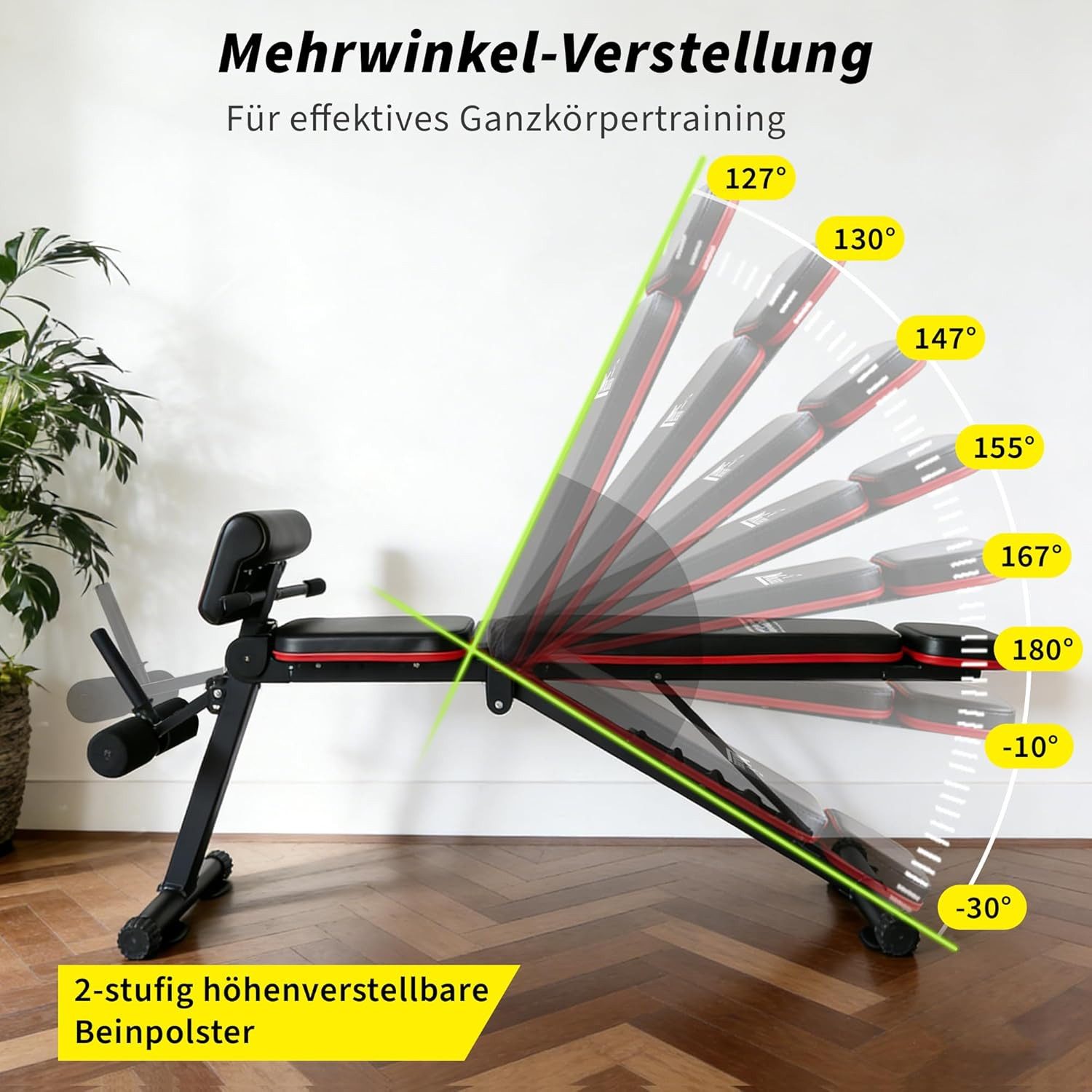 Nettlife Hantelbank Klappbareverstellbar 7-in-1 Multifunktions Fitnessbank Bis 300 kg, Flachbank Trainingsbank für Ganzkörpertraining Fitnessstudio und Home