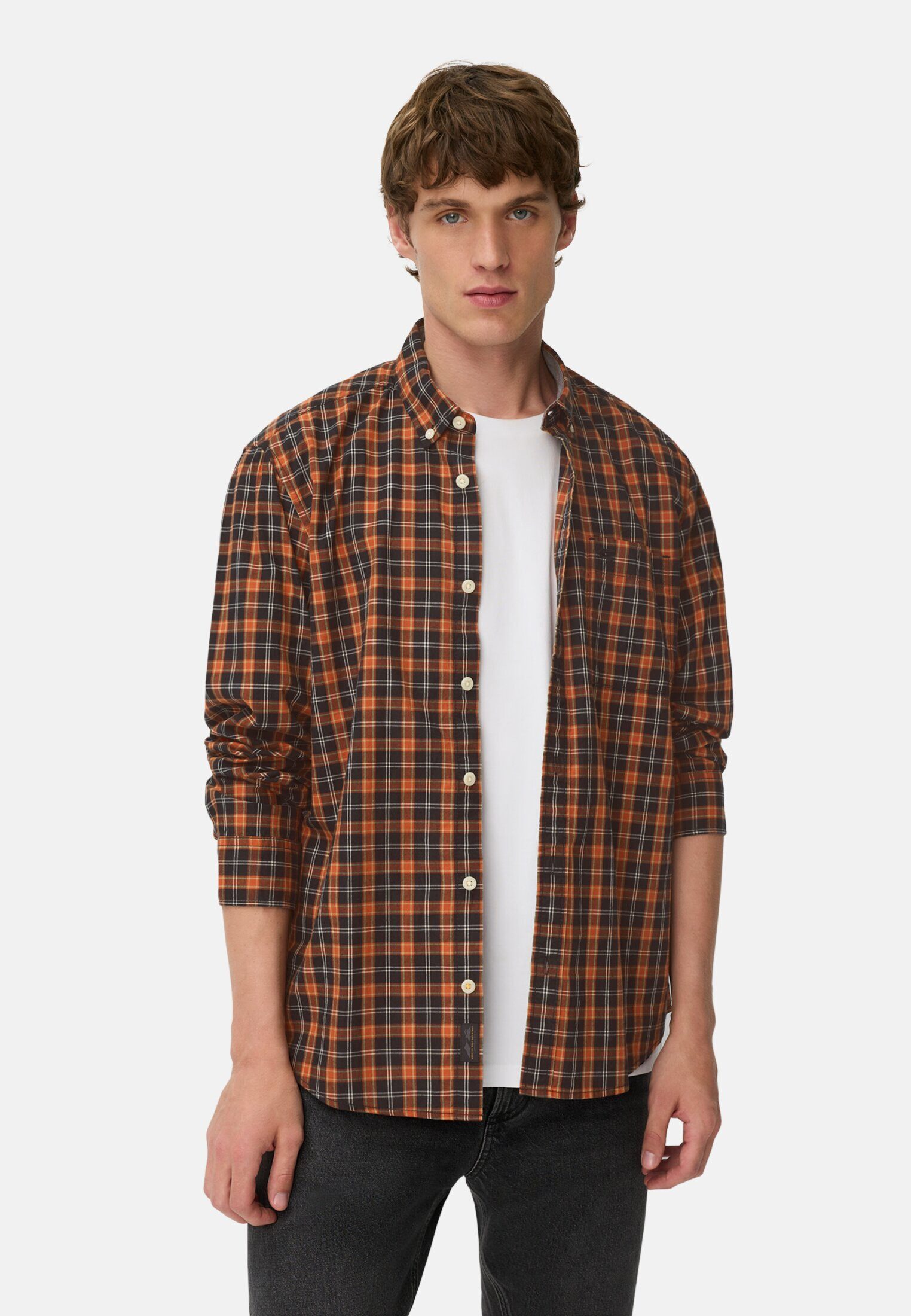 camel active Karohemd aus reiner Baumwolle Langarm Button-Down Button-Down günstig online kaufen