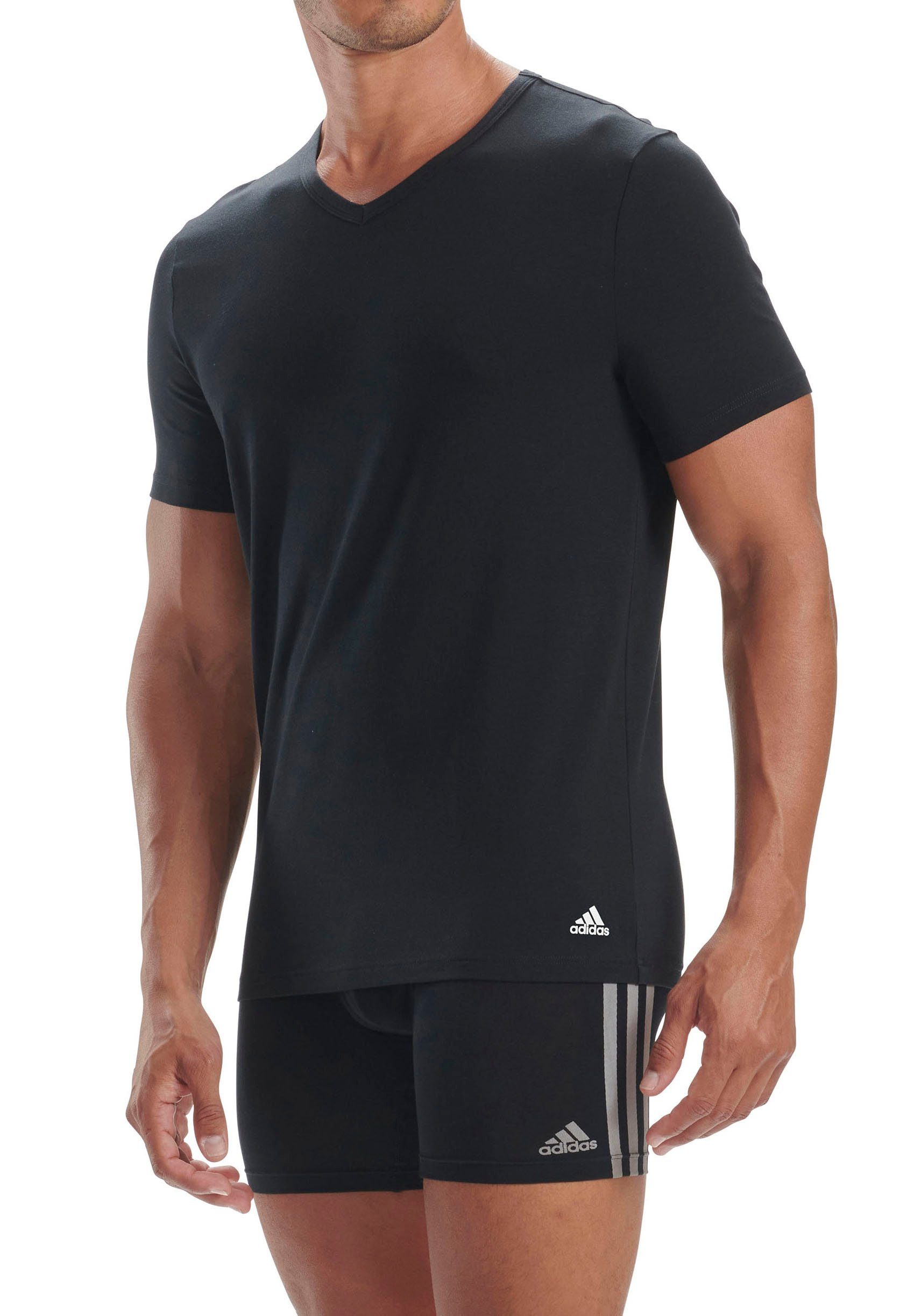 T-Shirt schwarz 4 flexiblem adidas Unterhemd Way mit Sportswear Stretch V-Neck (2er-Pack)