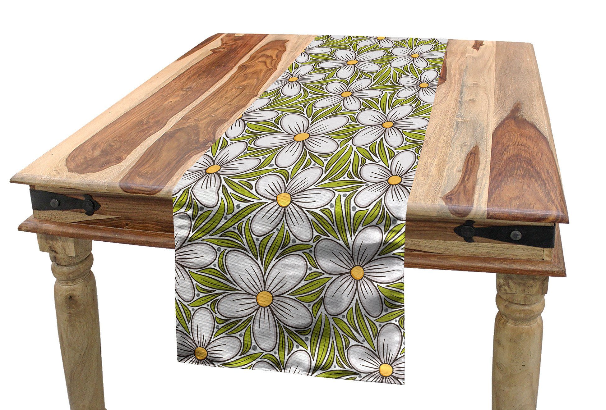 Abakuhaus Tischläufer Esszimmer Küche Rechteckiger Dekorativer Tischläufer, Blume Blühende Blütenblätter Botanical