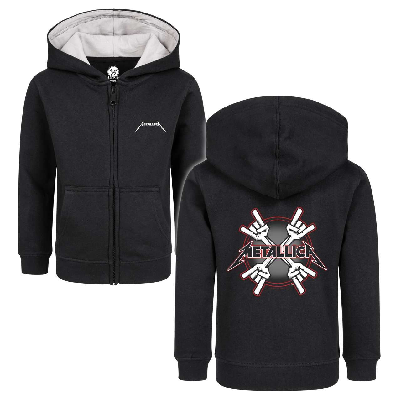 Kapuzensweatjacke mit Metallica (Crosshorns) Aufdruck für Kinder von 2–14 Jahren