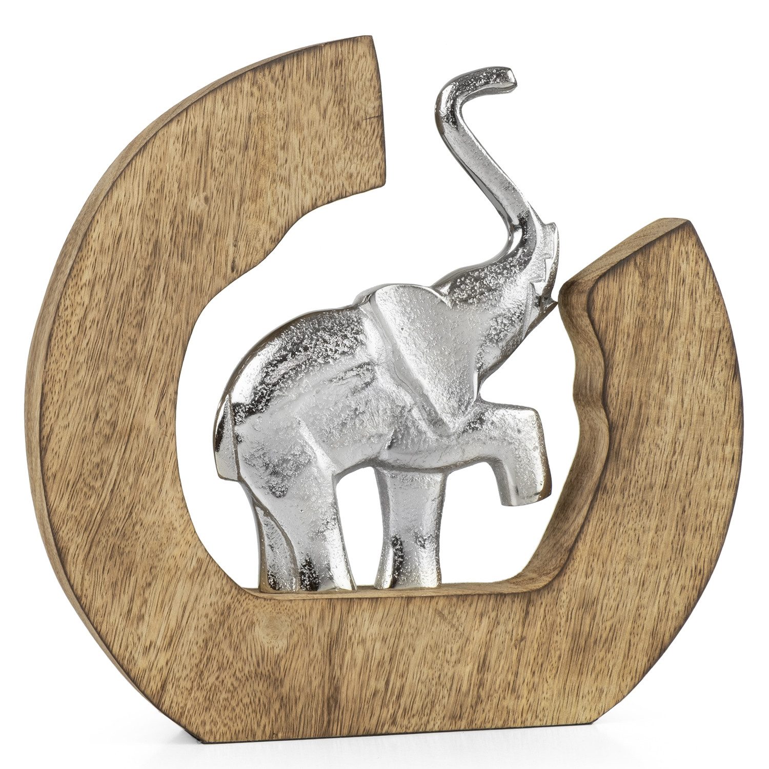 Moritz Skulptur Dekofigur Elefant Silber im Holzrahmen ca. 24 x 23 cm