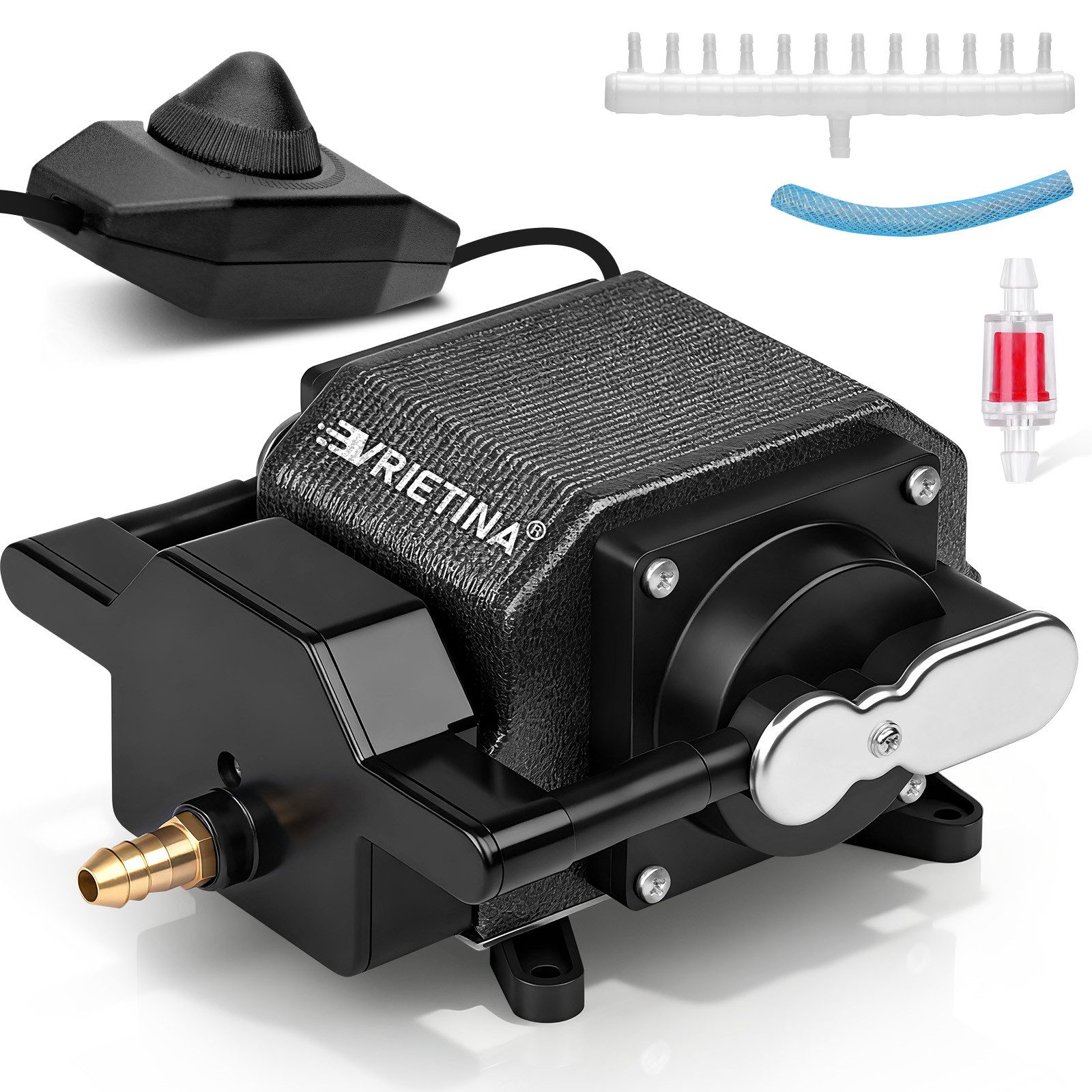 XERSEK Luftpumpe Aquarium Teichbelüfter mit Dual-Kanal-Kupfermotor Teichbelüftungspumpe (Aluminiumgehäuse Luftmenge Regelbar 12 Ausgänge Max Teichinhalt 72 m), Durchflussrate 80L/Min, Für Großen Aquarien Teichen Hydrokultur