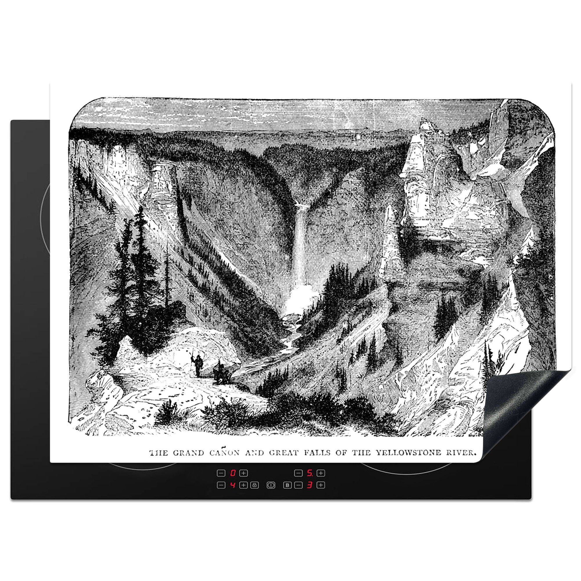 MuchoWow Canyon cm, 70x52 Nordamerika, des Vinyl, Arbeitsfläche nutzbar, Mobile Grand Ceranfeldabdeckung in (1 tlg), Herdblende-/Abdeckplatte Schwarz-Weiß-Abbildung