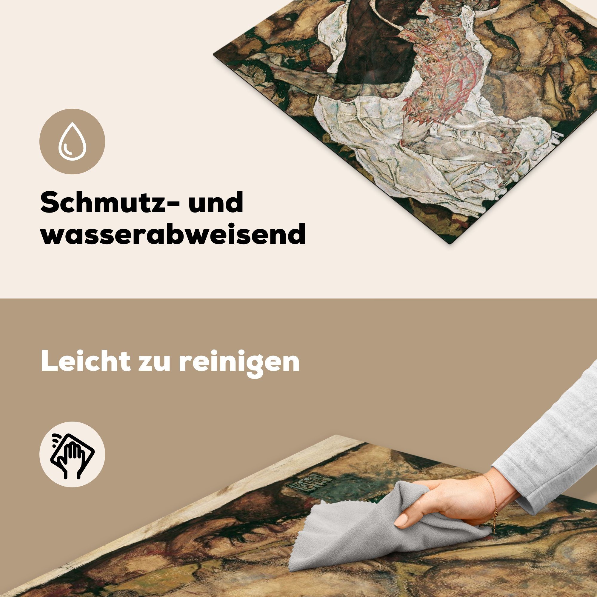 die Egon tlg), für (1 59x52 Vinyl, Tod MuchoWow die küche, und Induktionsmatte Schiele, Jungfrau Herdblende-/Abdeckplatte cm, Ceranfeldabdeckung - Der