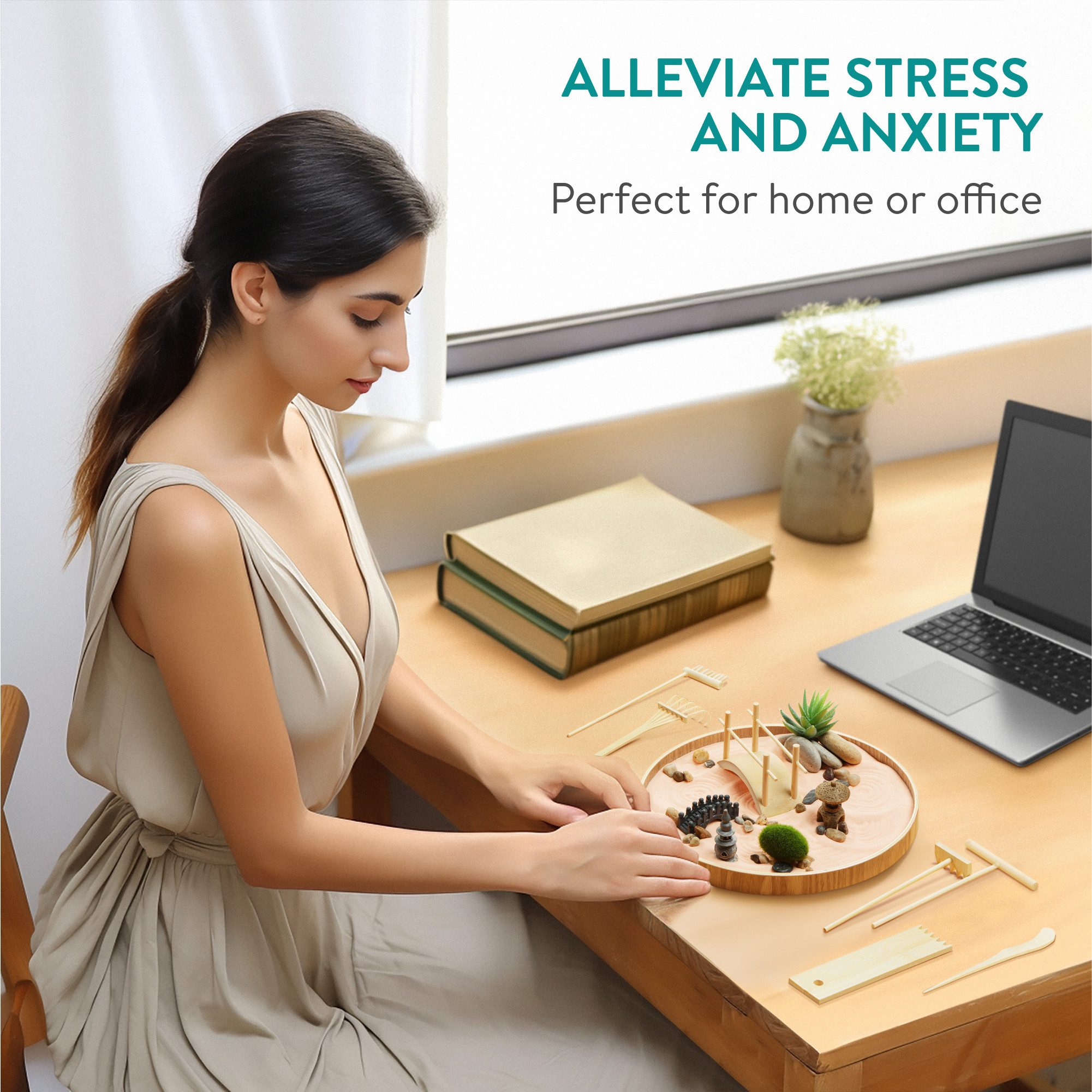 Navaris Dekofigur Navaris Mini Zen Garten Kit - Miniatur Sand Garten mit Zu günstig online kaufen