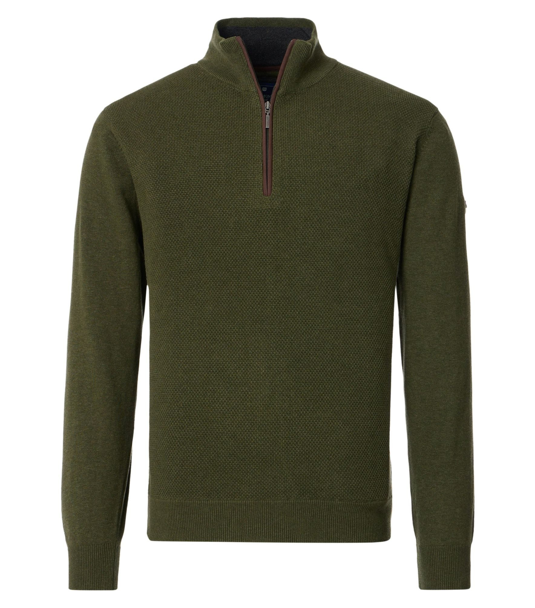Troyer REDMOND Casual Herren Strick-Troyer Comfort Baumwolle Olivgrün