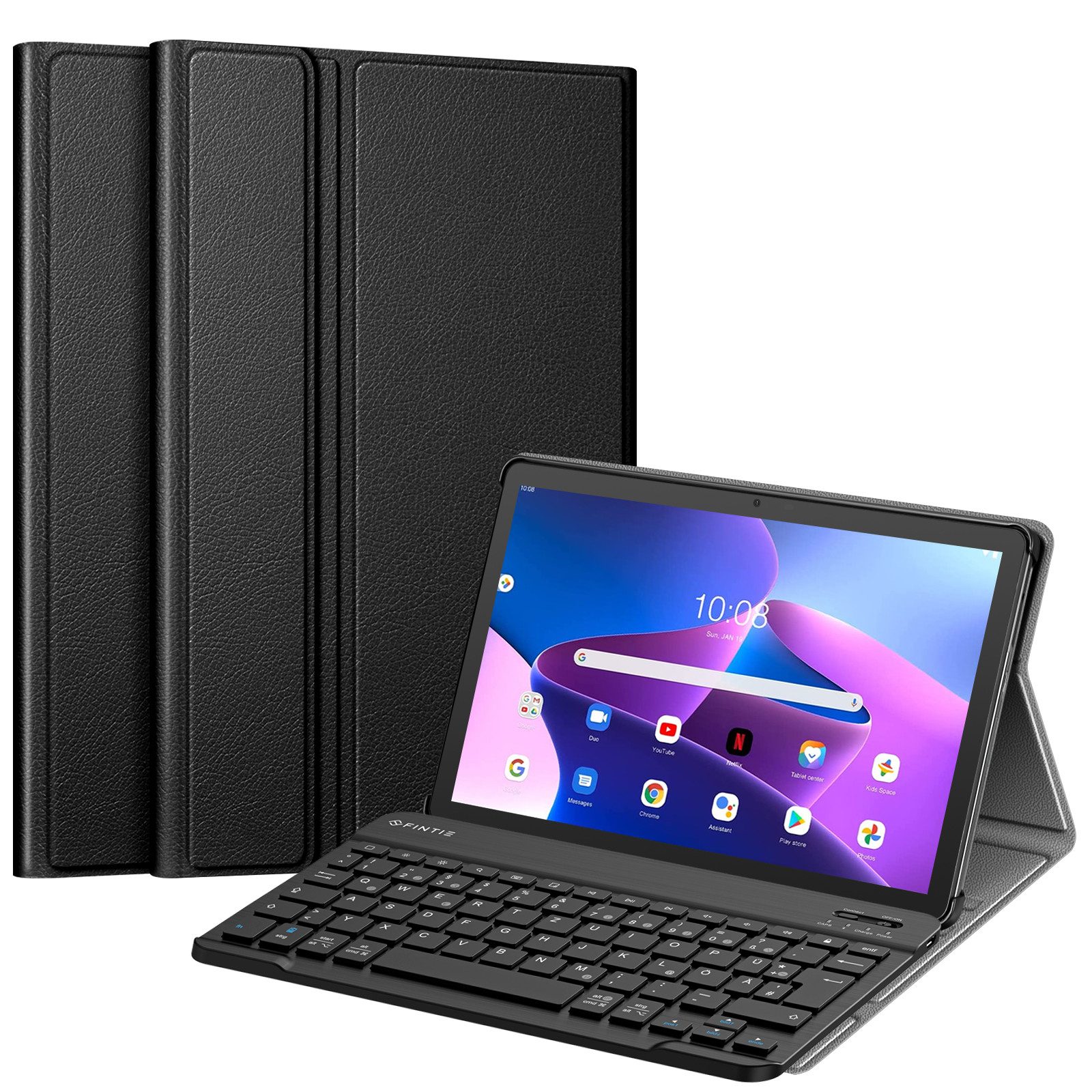 Fintie für Tab M10 (3. Gen) Tablet 10,1" TB328 2022 Tablet-Tastatur (Slim Schutzhülle mit magnetisch Abnehmbarer QWERTZ Bluetooth Keyboard)