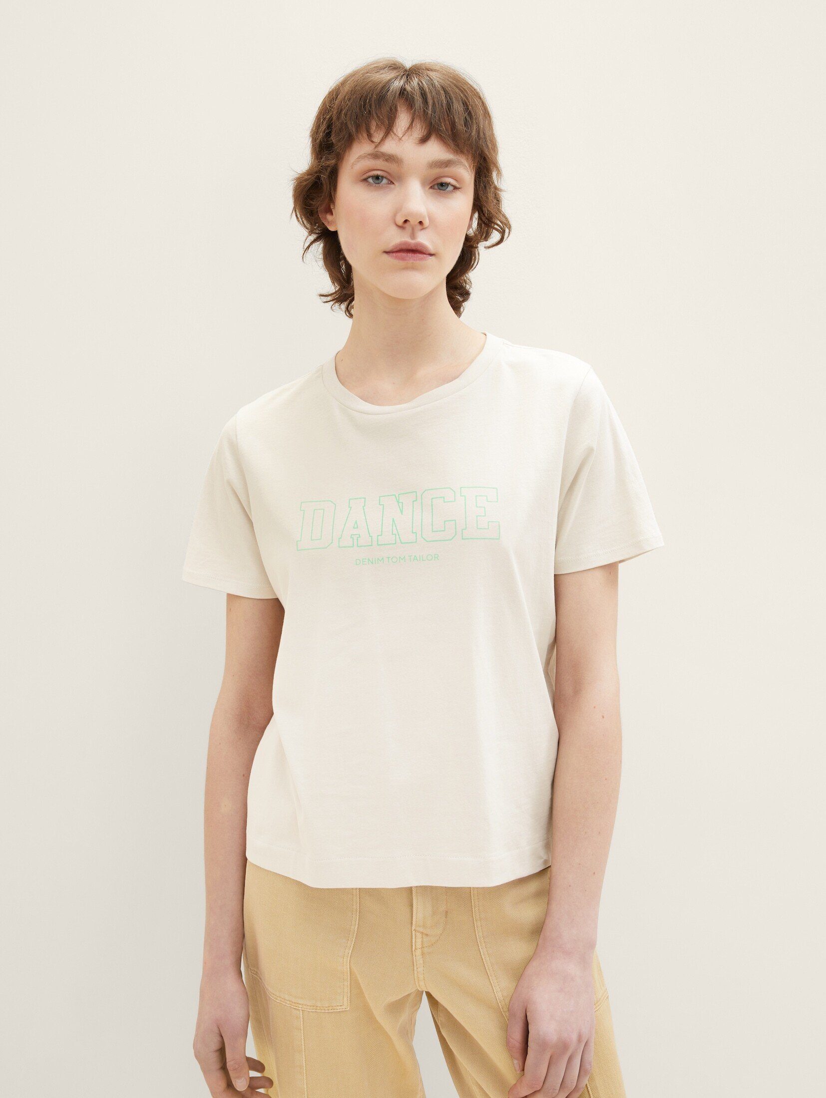 Langarmshirt TAILOR mit Denim T-Shirt Textprint TOM