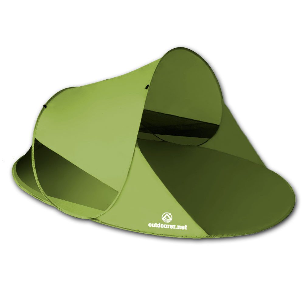 outdoorer Strandmuschel mit Pop-up-Mechanismus Zack II grün - selbstaufbauendes Strandzelt, Sonnenzelt für Garten, See & Mehr - Wind- & Sonnenschutz